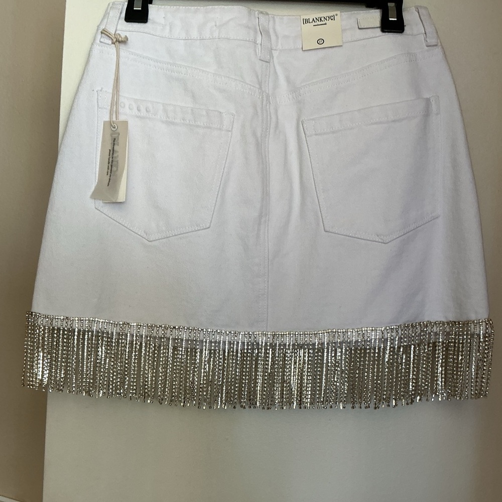 Blank NYC White Skirt with Silver Fringe